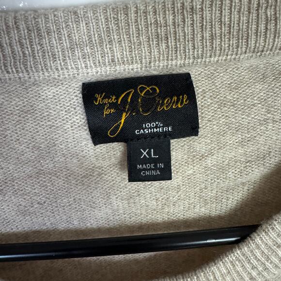 J.Crew Cashmere 15.8 Crewneck Sweater Mens XL Cream Soft Knit Pullover BE895 LS - Picture 6 of 9